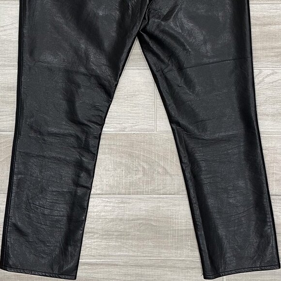 Agolde Recycled Leather Riley Long High Rise Straight Leg Pants in Detox Black - Picture 10 of 16